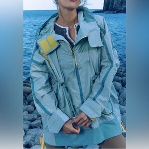 Free People Movement Peace Out Backpack Parachute Parka Jacket Blue NWT